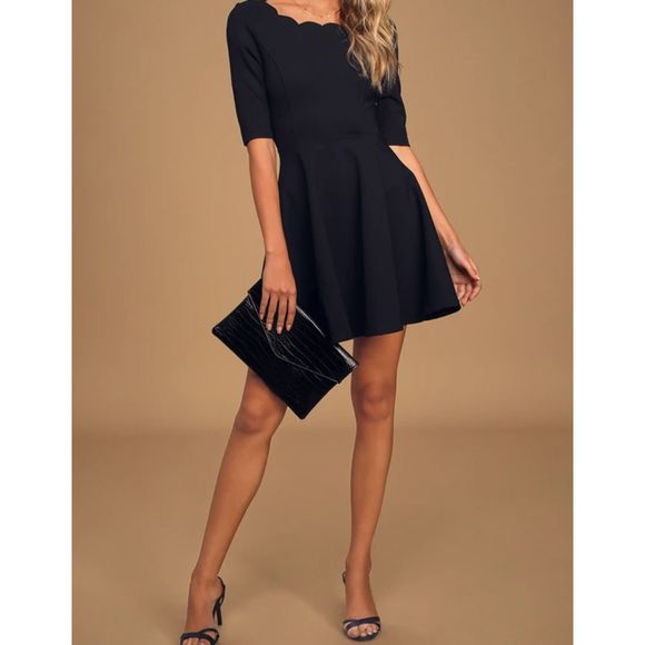 Lulus‎ Black Tip The Scallops Dress - Picture 4 of 4